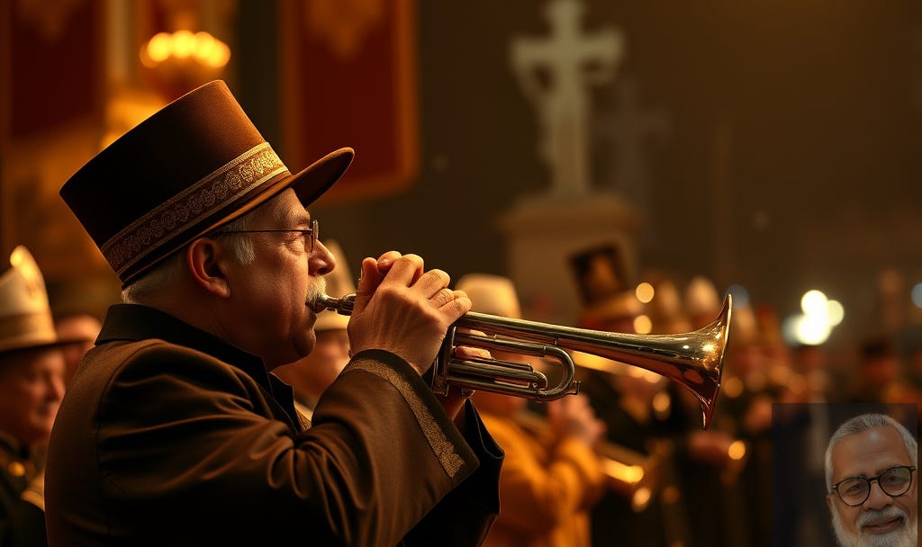 Is the "Fanfare of Trumpets Comfort to a Dying Man?" episode artwork