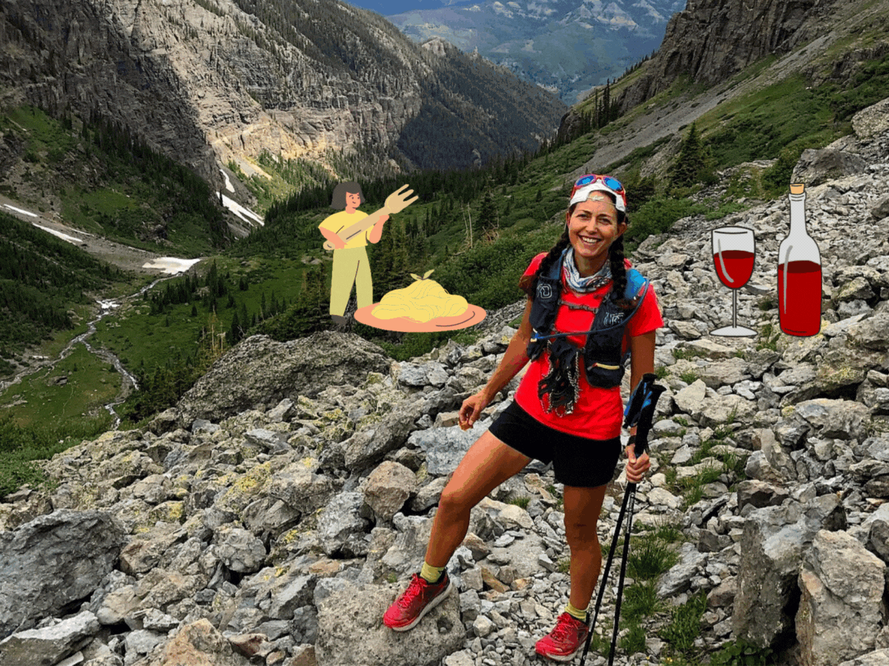 Ep. 16 Why not stop and have pasta and wine at mile 16? With Sarah Lavender Smith