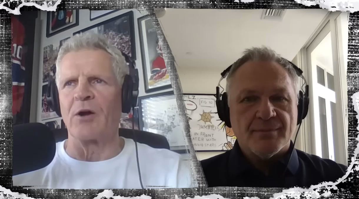 CHRIS NILAN TELLS CLAUDE LEMIEUX HOW MAD HE IS THAT PAT BURNS WASN’T INDUCTED INTO THE HALL OF FAME UNTIL HE DIED.