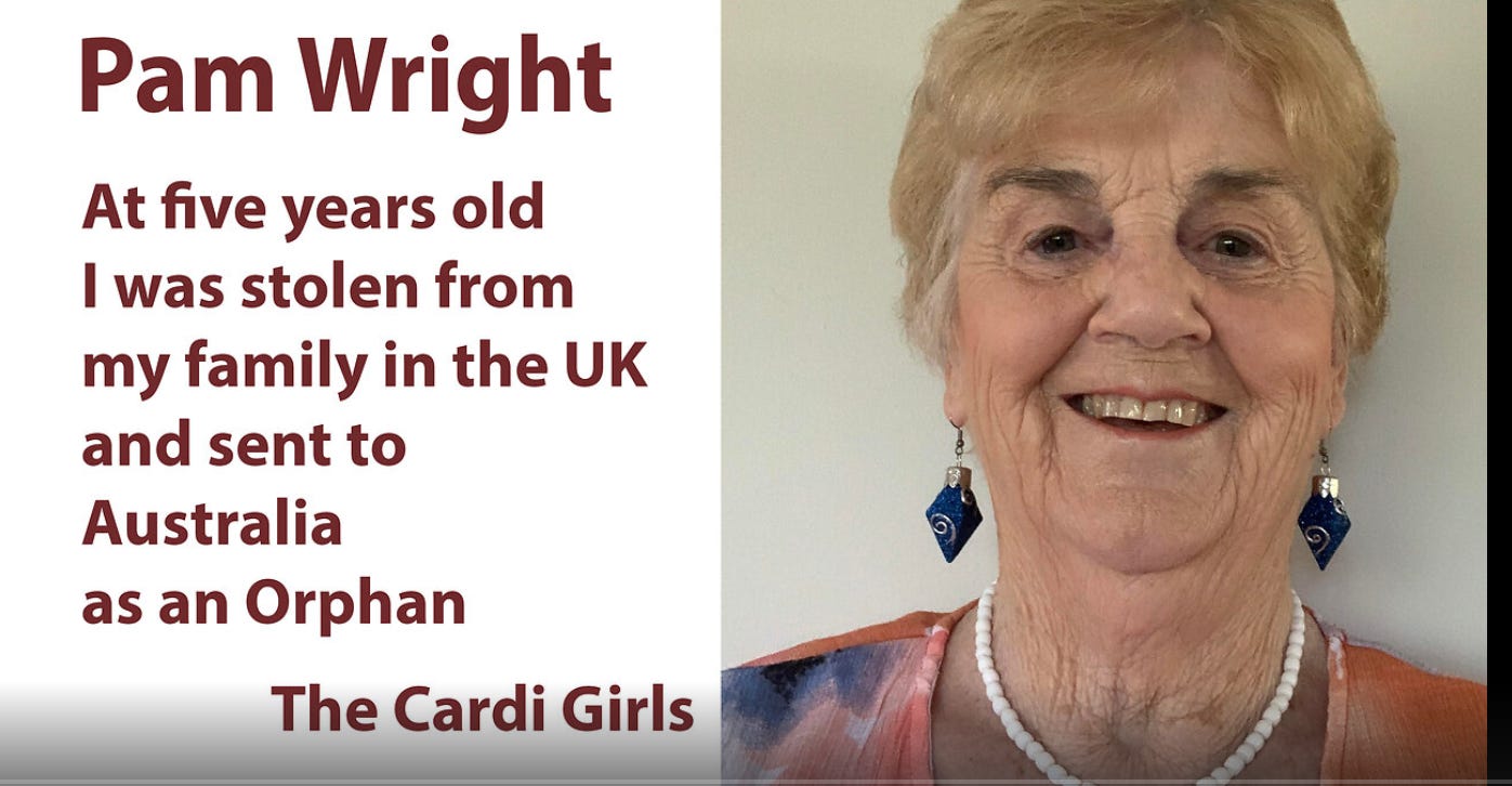 A 5 year old, I was sent to Australia, alone. Pam Wright on The Cardi-Girls  episode artwork