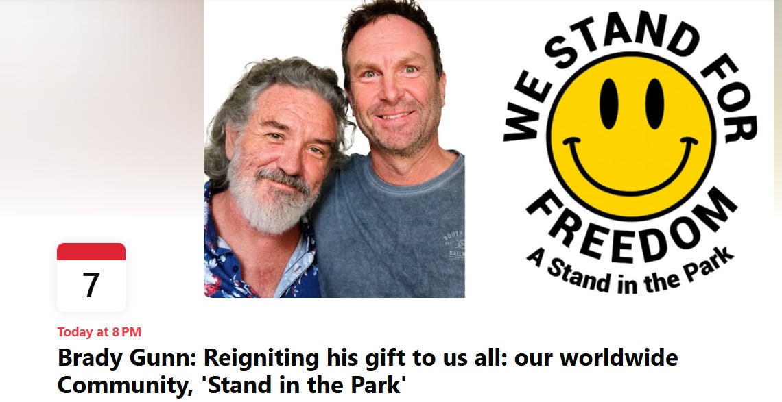 Brady Gunn: Reigniting his gift to us all: our worldwide Community, 'Stand in the Park' episode artwork