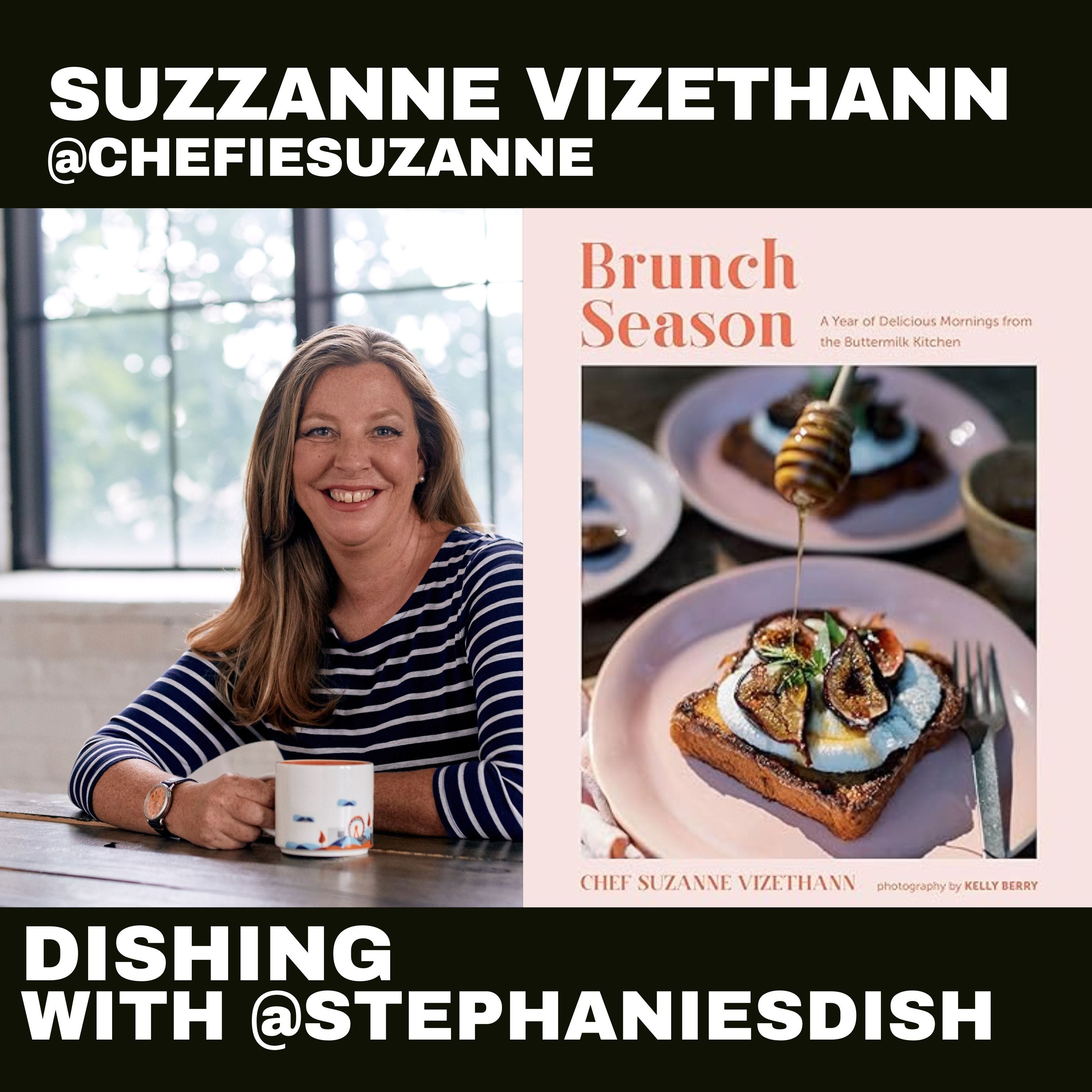 Chef Suzanne Vizethann has two cookbooks, with the latest featuring brunch recipes, and two restaurants episode artwork