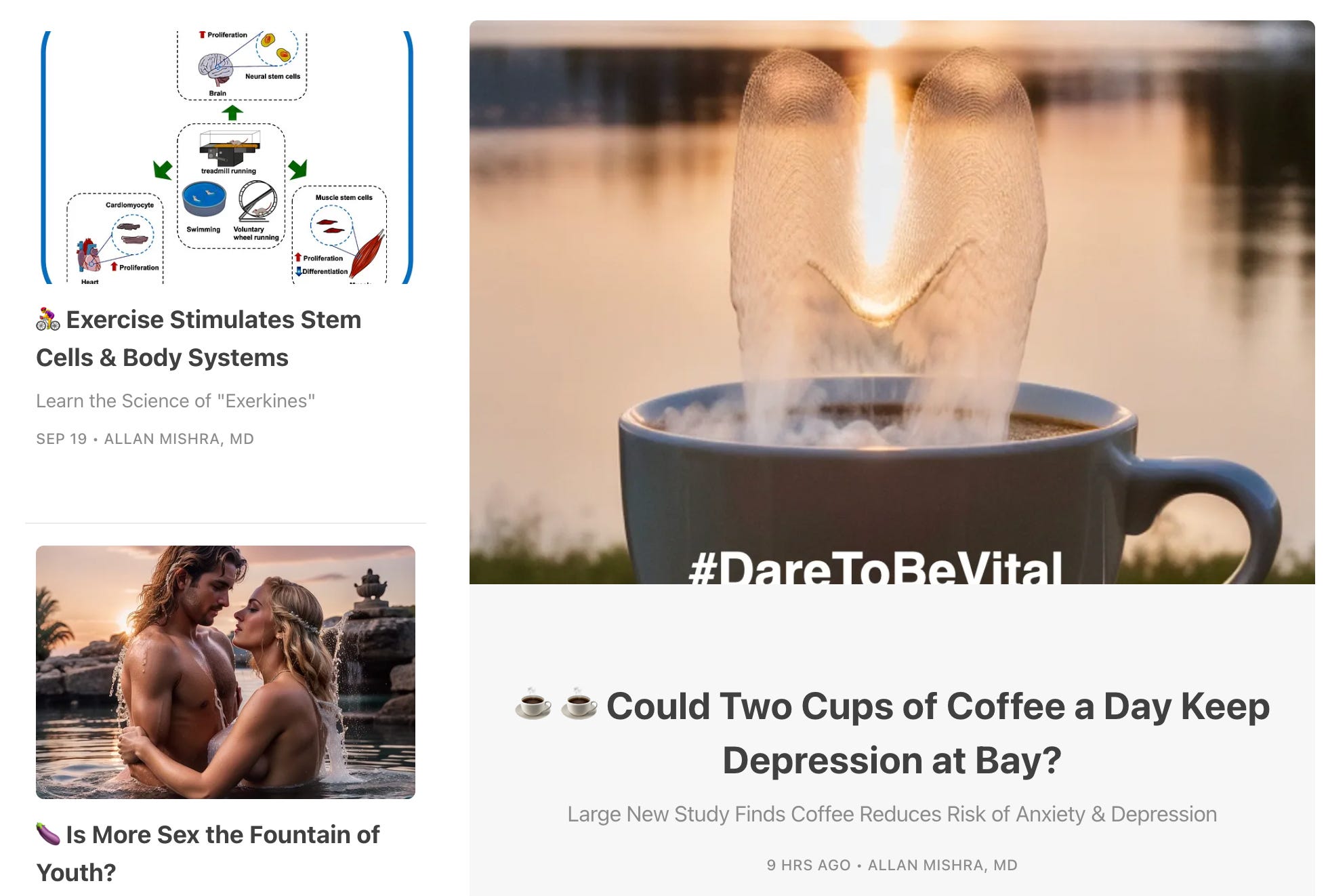 Coffee for Mental Health, Sex for Longevity and Exercise for Stem Cells  episode artwork