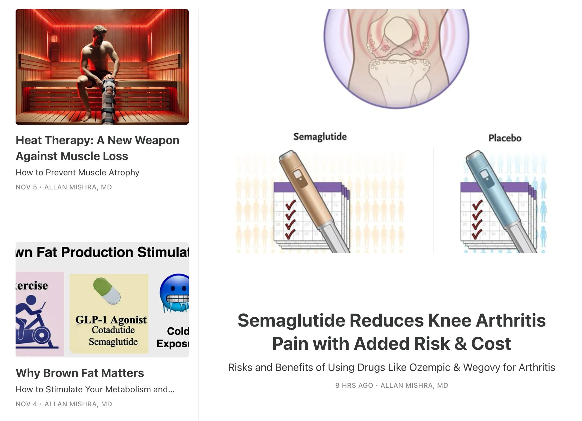 Ozempic / Semaglutide vs Knee Arthritis, Brown Fat and Heat Therapy for Muscles episode artwork
