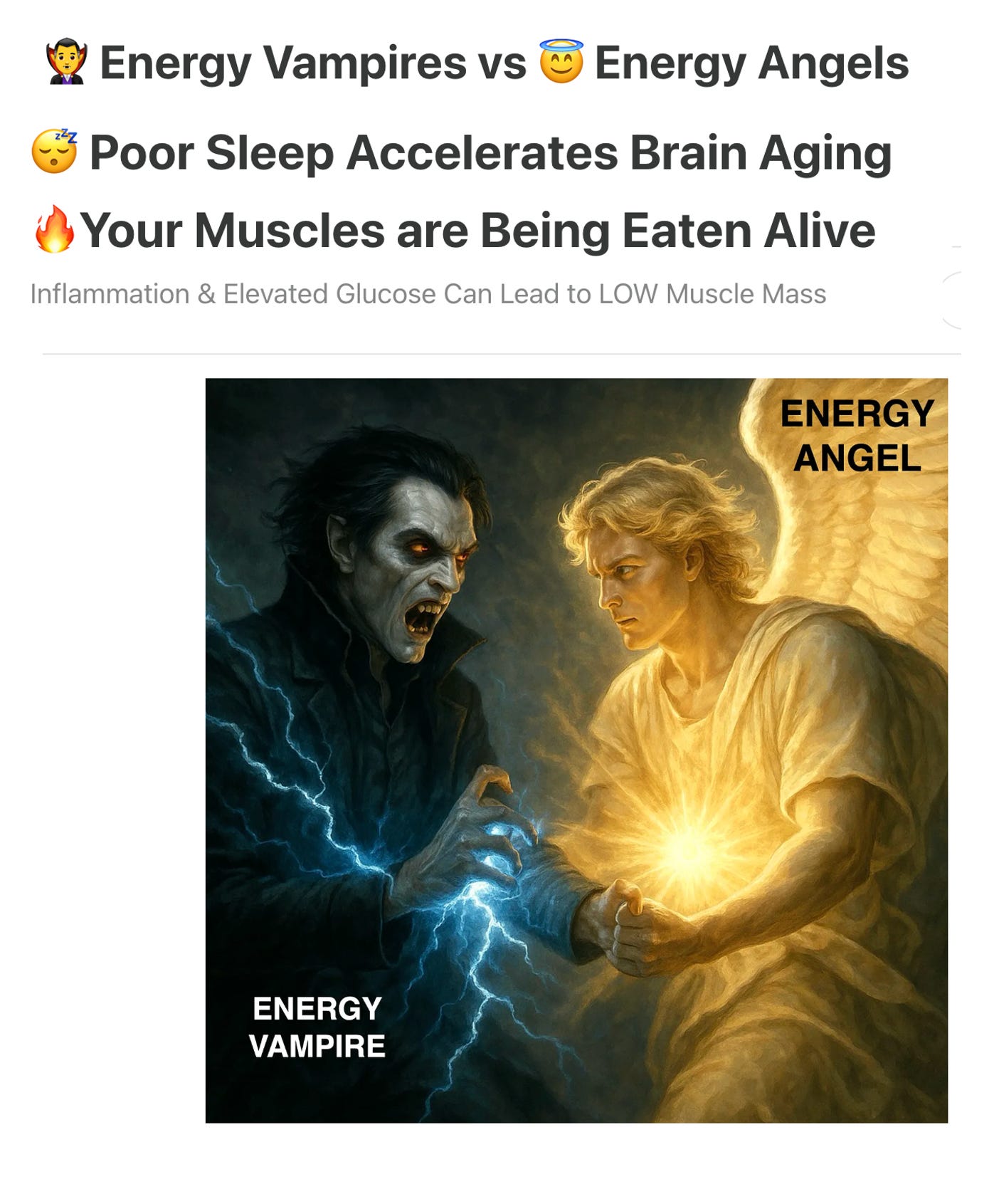 Energy Vampires vs Energy Angels, Poor Sleep = Brain Aging & Muscles Eaten by Inflammation episode artwork