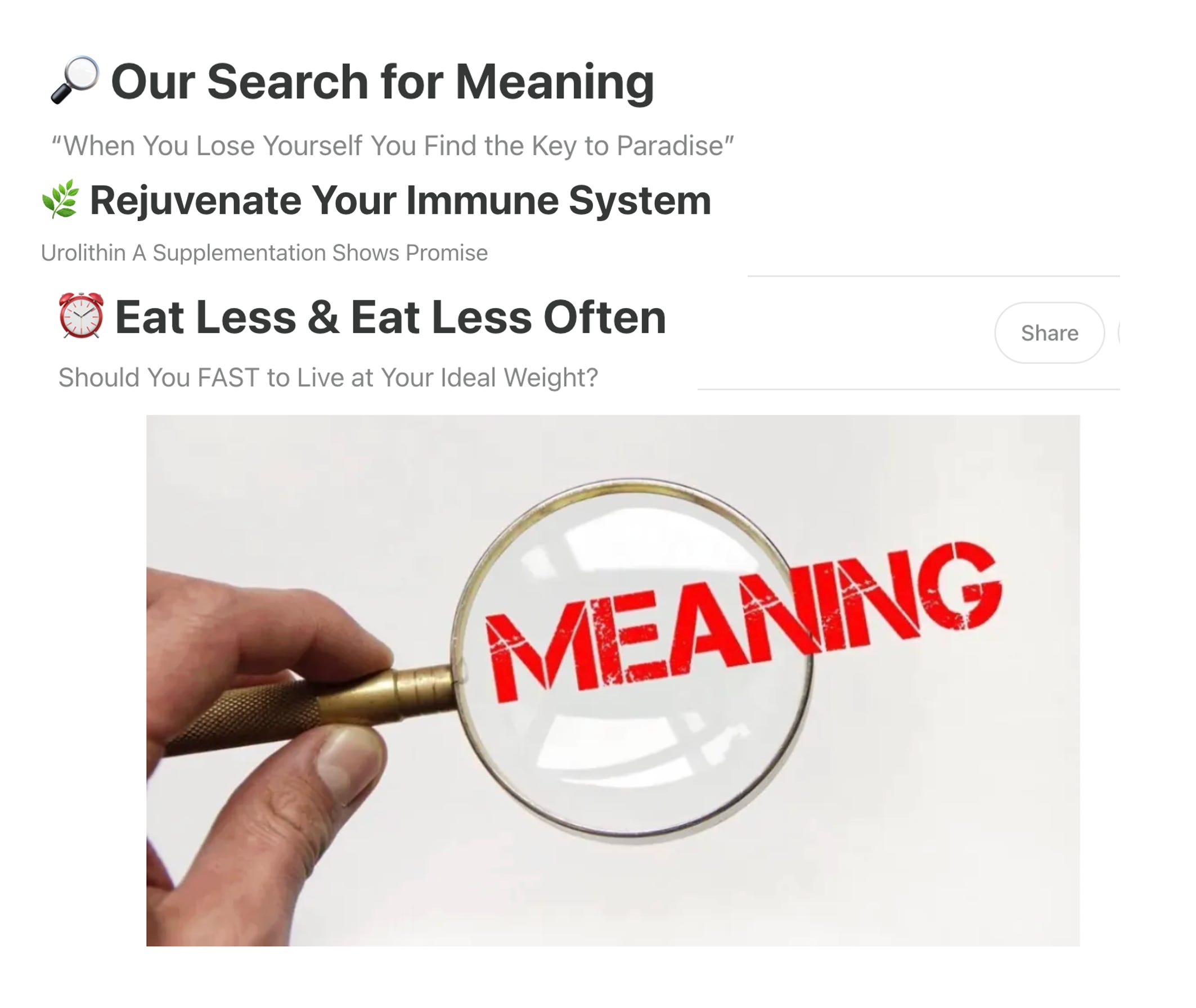 Our Search for Meaning, Rejuvenate the Immune System & Weight Optimization Strategies episode artwork