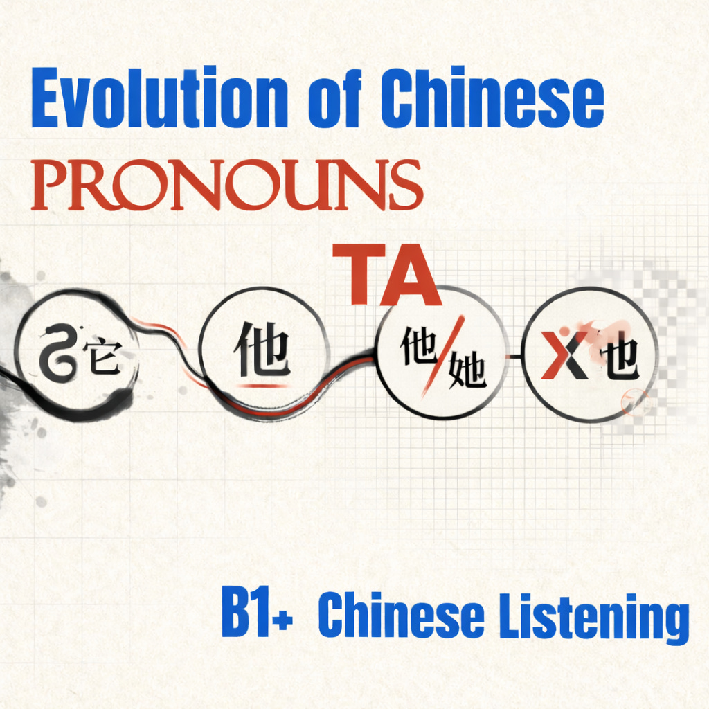 B2 Chinese | From a Snake to Gender Equality, the History of Chinese Pronouns 它 他 她 TA & 'X也' | HSK5 听力 | Chinese Listening Immersion Podcast