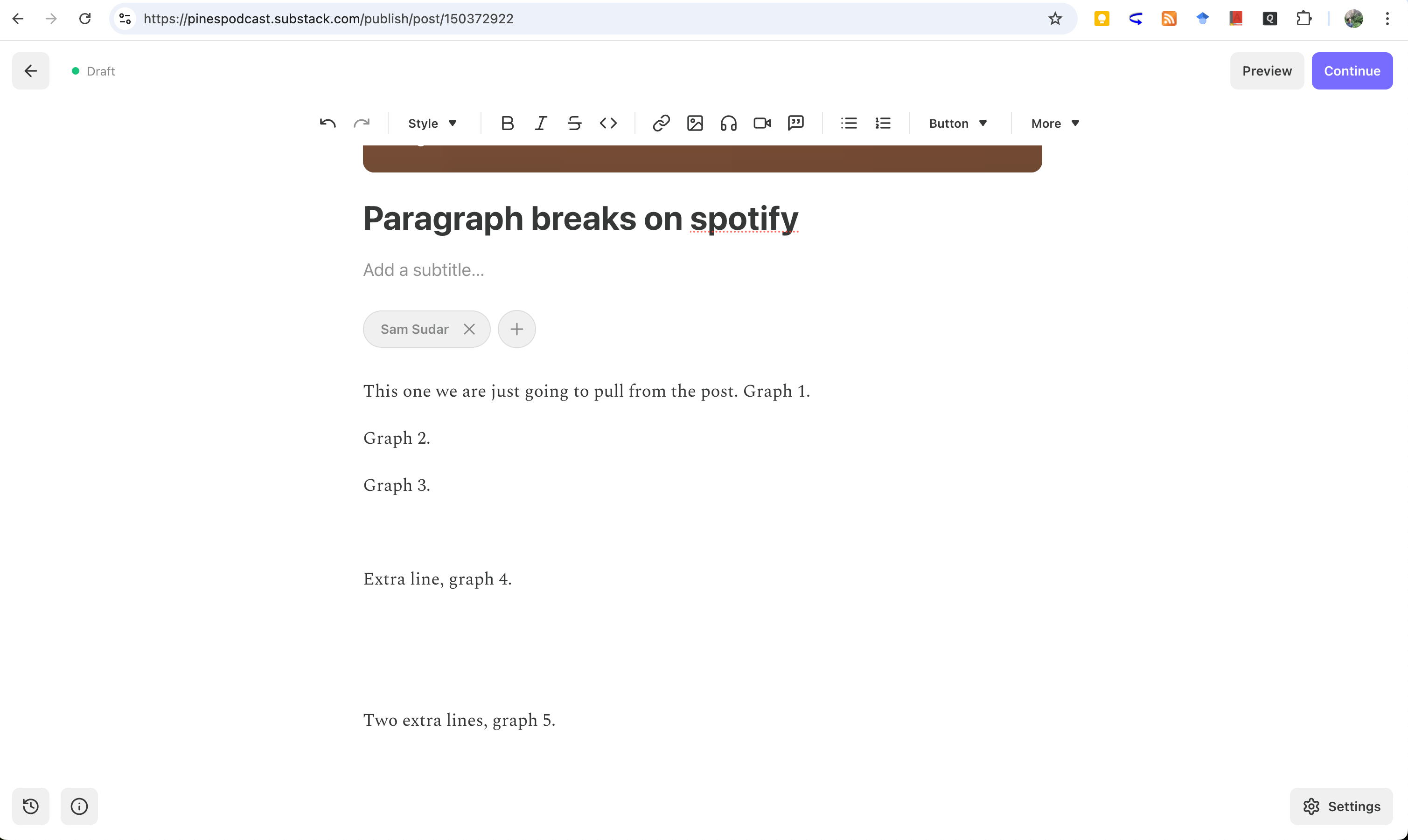 Paragraph breaks on spotify