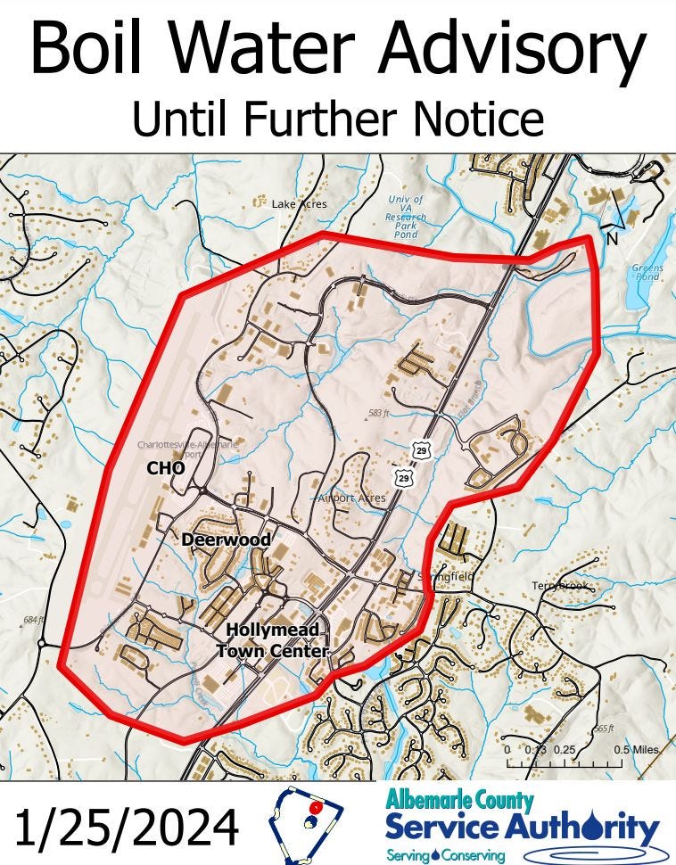 January 26, 2024: Albemarle assessments up 4.07 percent in 2024; Hollymead boil notice still in effect episode artwork