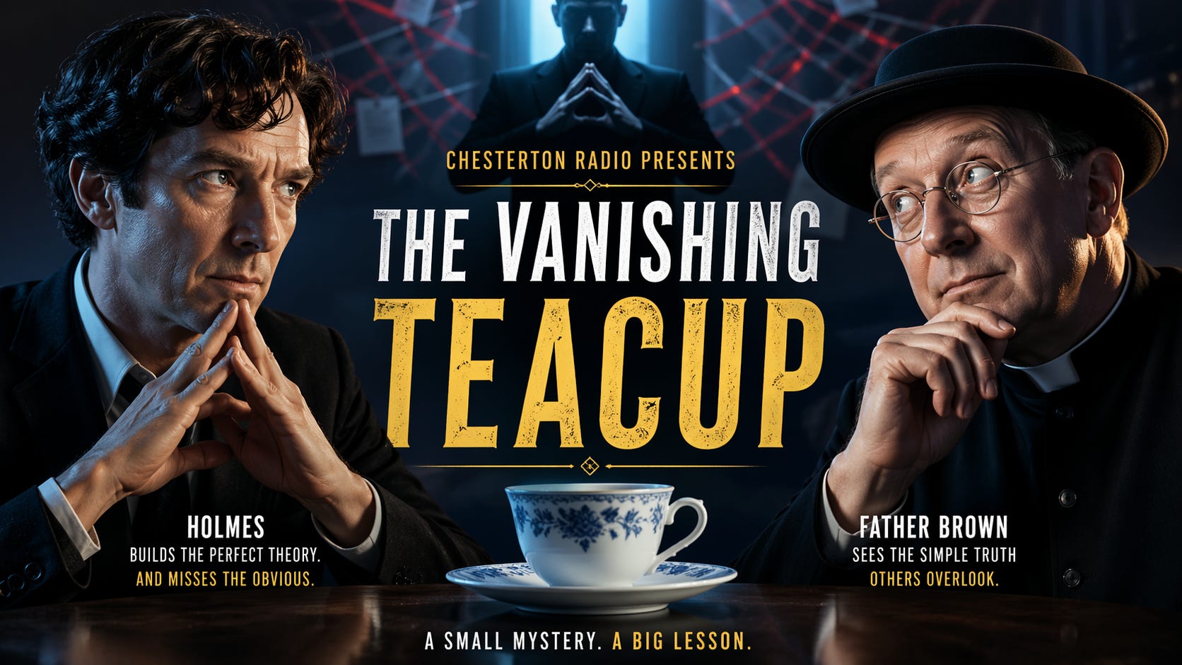 🎙️ The Vanishing Teacup: Holmes, Father Brown, and the Smallest Mystery That Broke a Great Mind