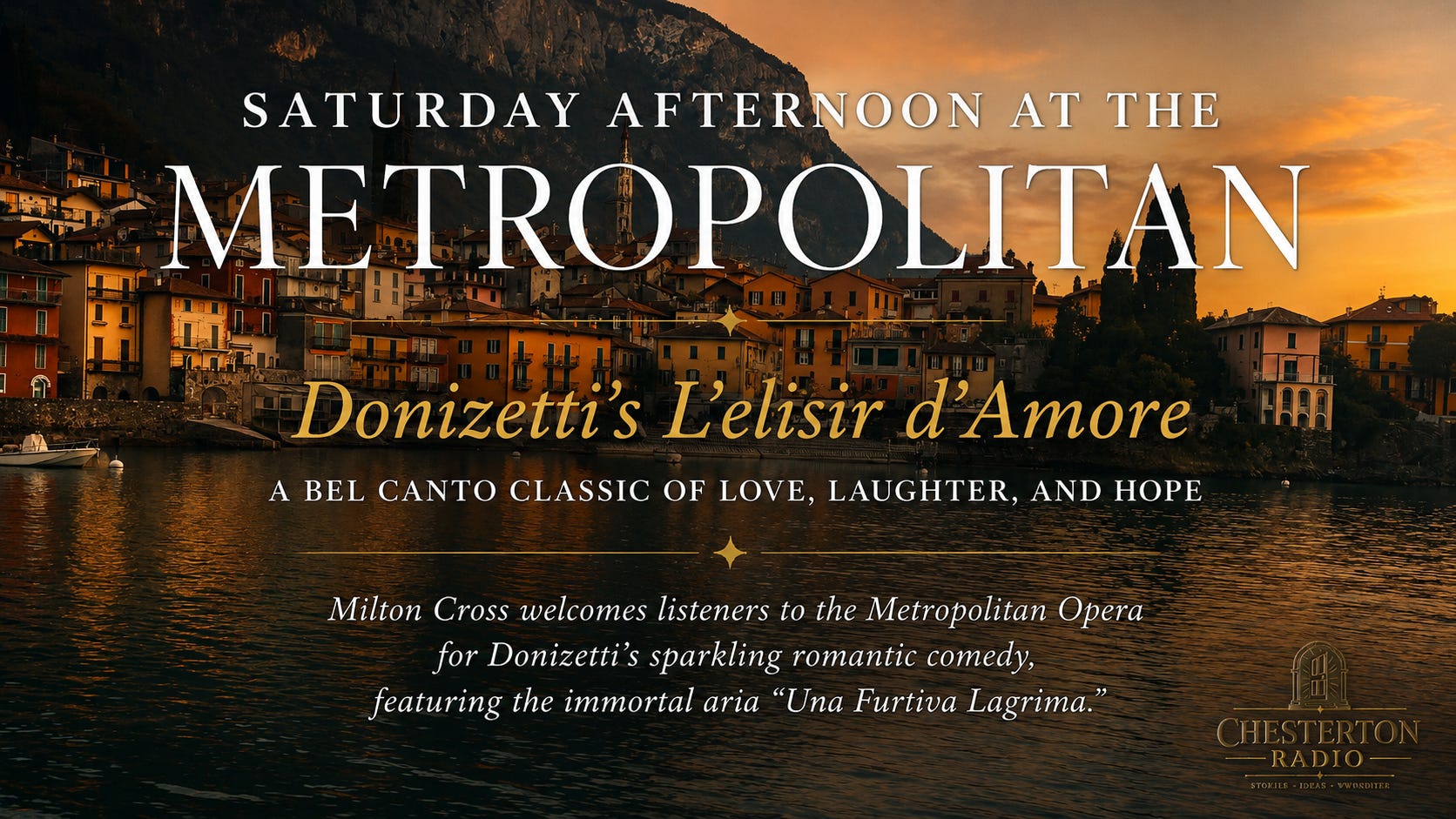 Saturday Afternoon at the Metropolitan
Donizetti’s L’elisir d’Amore | A Bel Canto Classic of Love, Laughter, and Hope