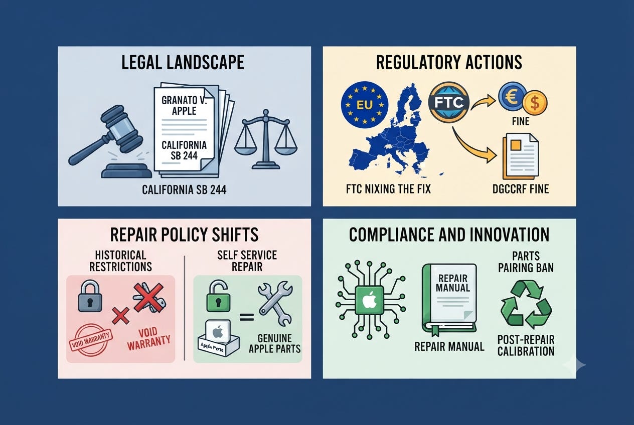 Right to Repair Compliance: Apple, Parts Pairing, and the Litigation History