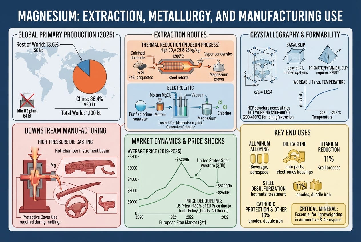 Magnesium: Extraction, Metallurgy, and Manufacturing Use