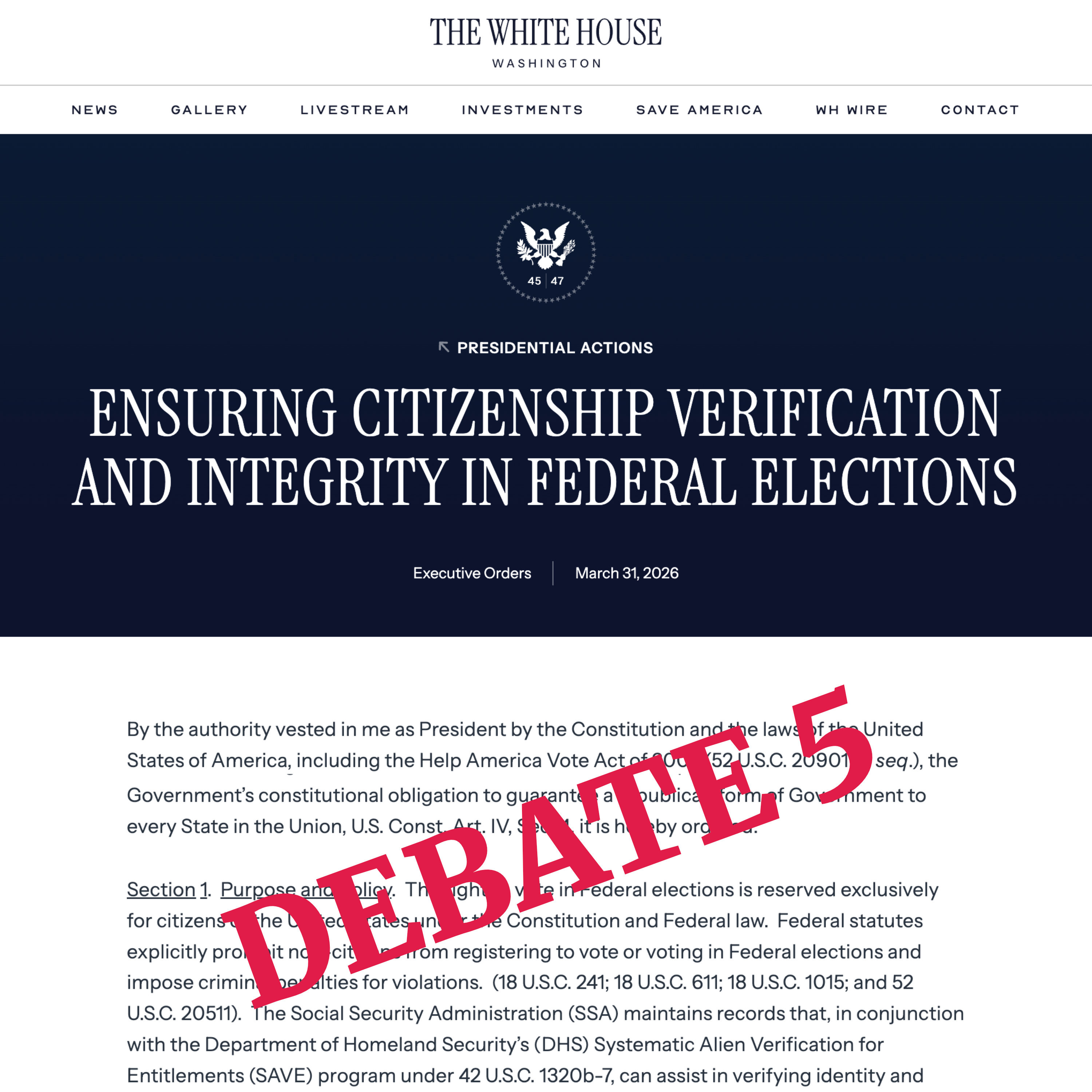 Exec Order: Citizenship & Mail-in Ballots - USPS Role vs Election Oversight - Debate 05 episode artwork