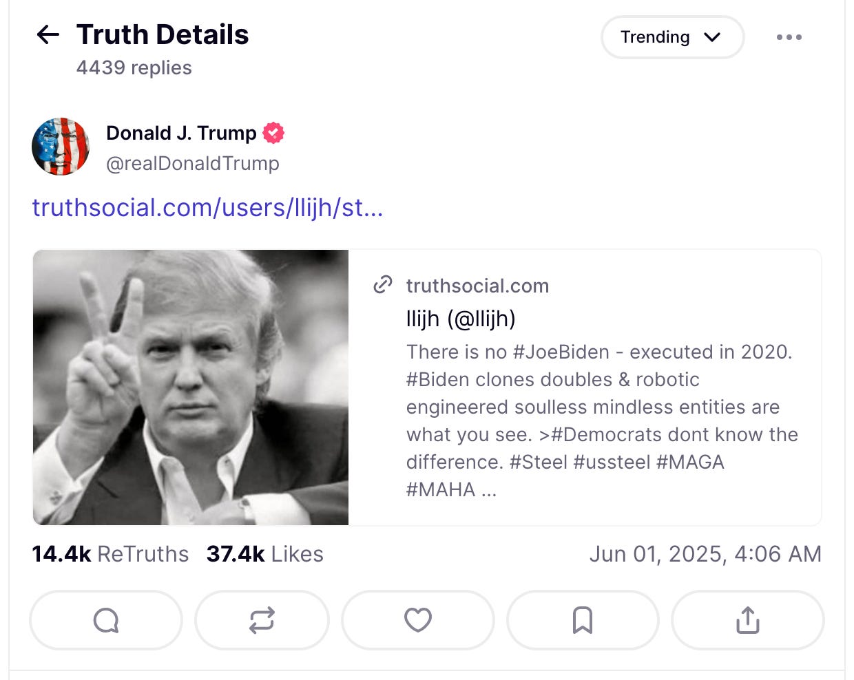 What did Trump Post at the Weekend! And Who is the New Doctor?