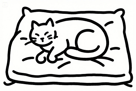 "Minimalist line art: a single unbroken black line forming a cat curled on a cushion, white background." - by GPT-4o, Imagne 4, and Seedream 3.0 image models