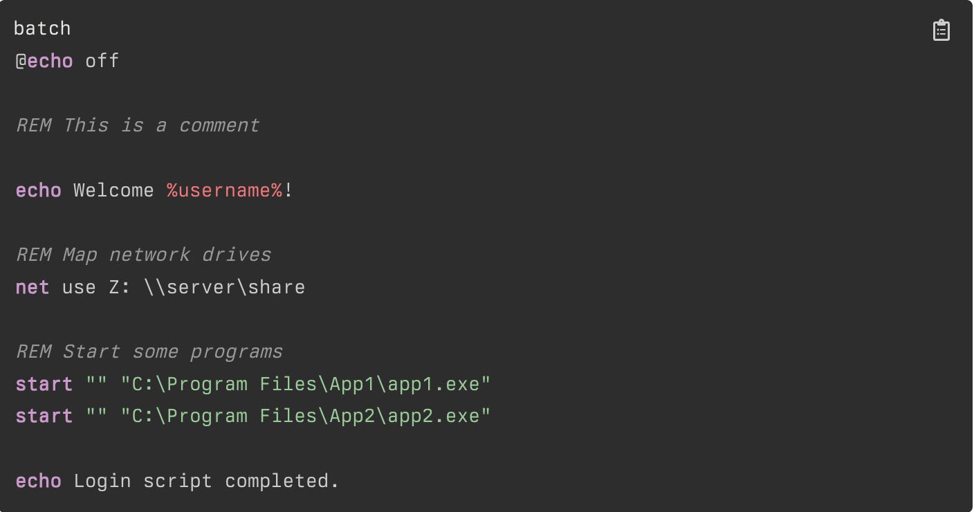 Windows logon script Windows logon script