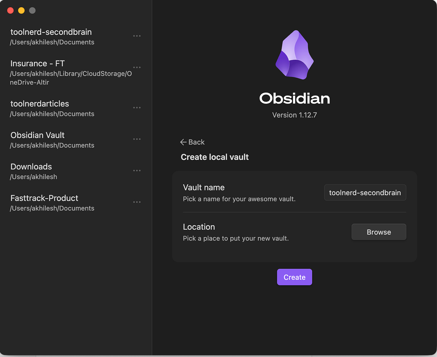 Create the second-brain vault
