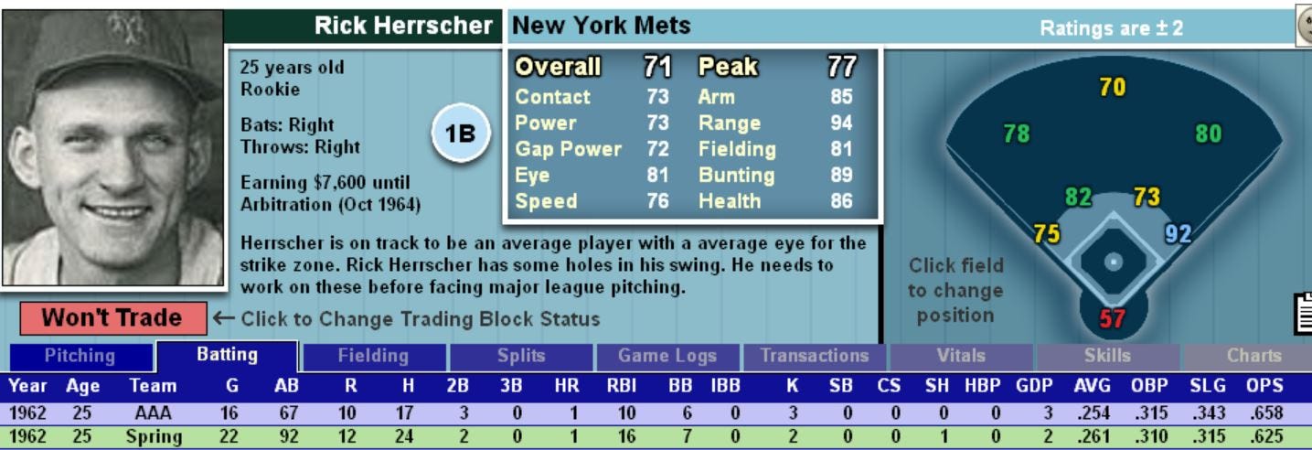 Rich Herrscher with the New York Mets.