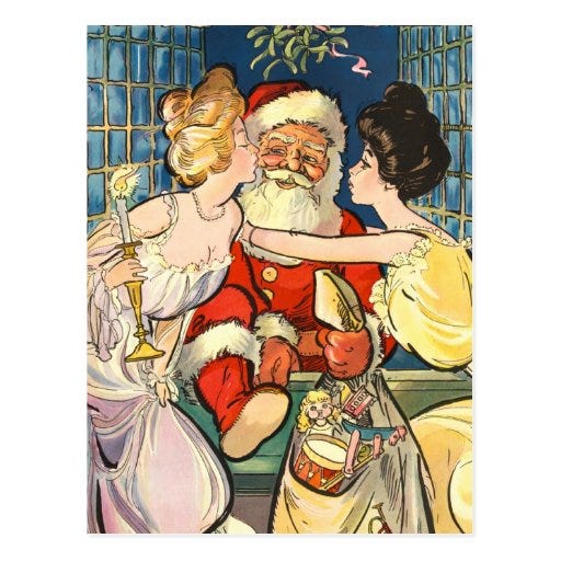 Kissing Santa Claus Postcard | Zazzle