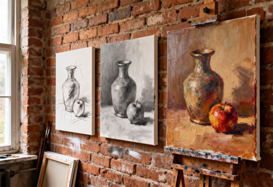 Art paintings on a brick wall

AI-generated content may be incorrect.