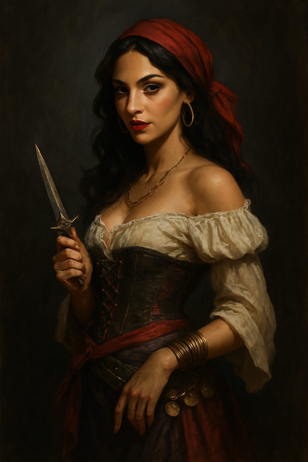 Create an image of the Vistani rogue Eliza
