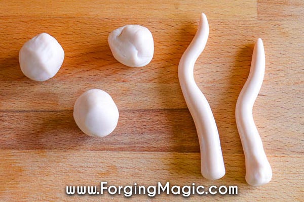 Creating clay mushroom stalks