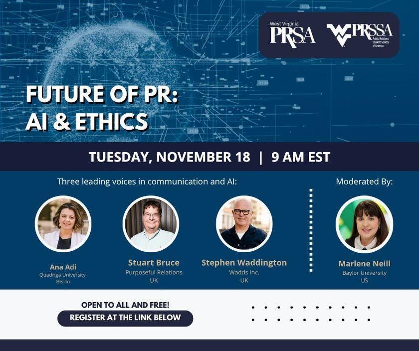 PRSA webinar on the future of PR - AI and ethics
