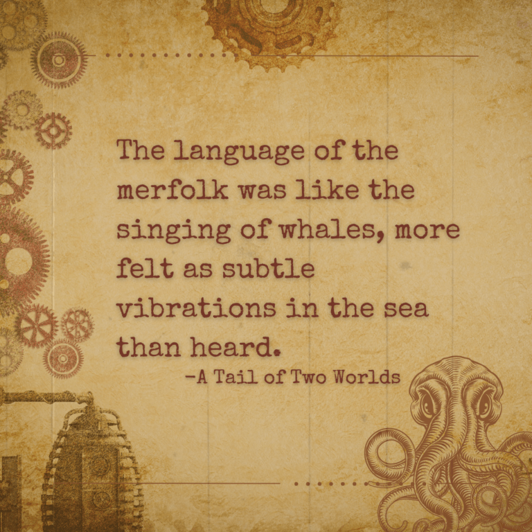 The language of the merfolk was like the singing of whales, more felt as subtle vibrations in the sea than heard. -A Tail of Two Worlds The language of the merfolk was like the singing of whales, more felt as subtle vibrations in the sea than heard. -A Tail of Two Worlds