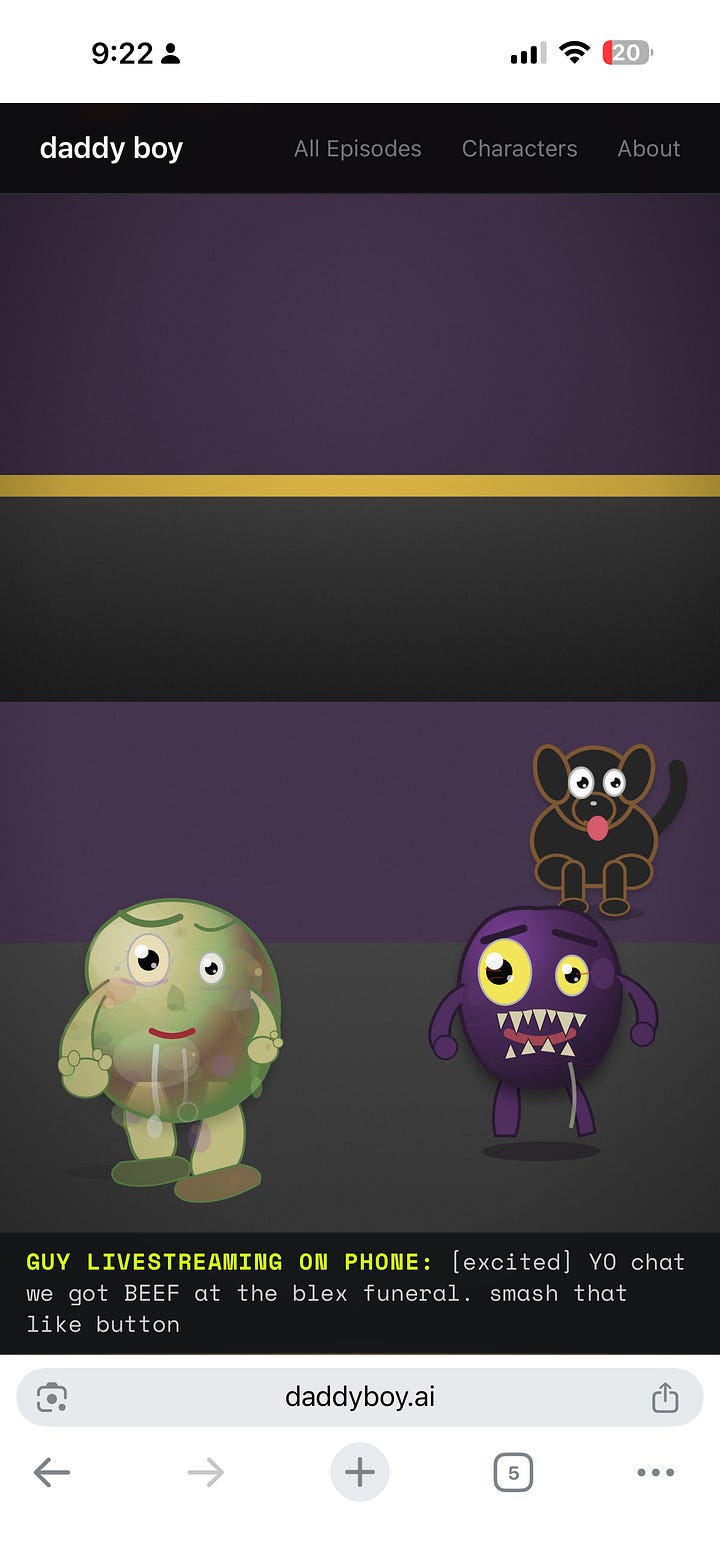 Stages of Daddy Boy's lifecycle