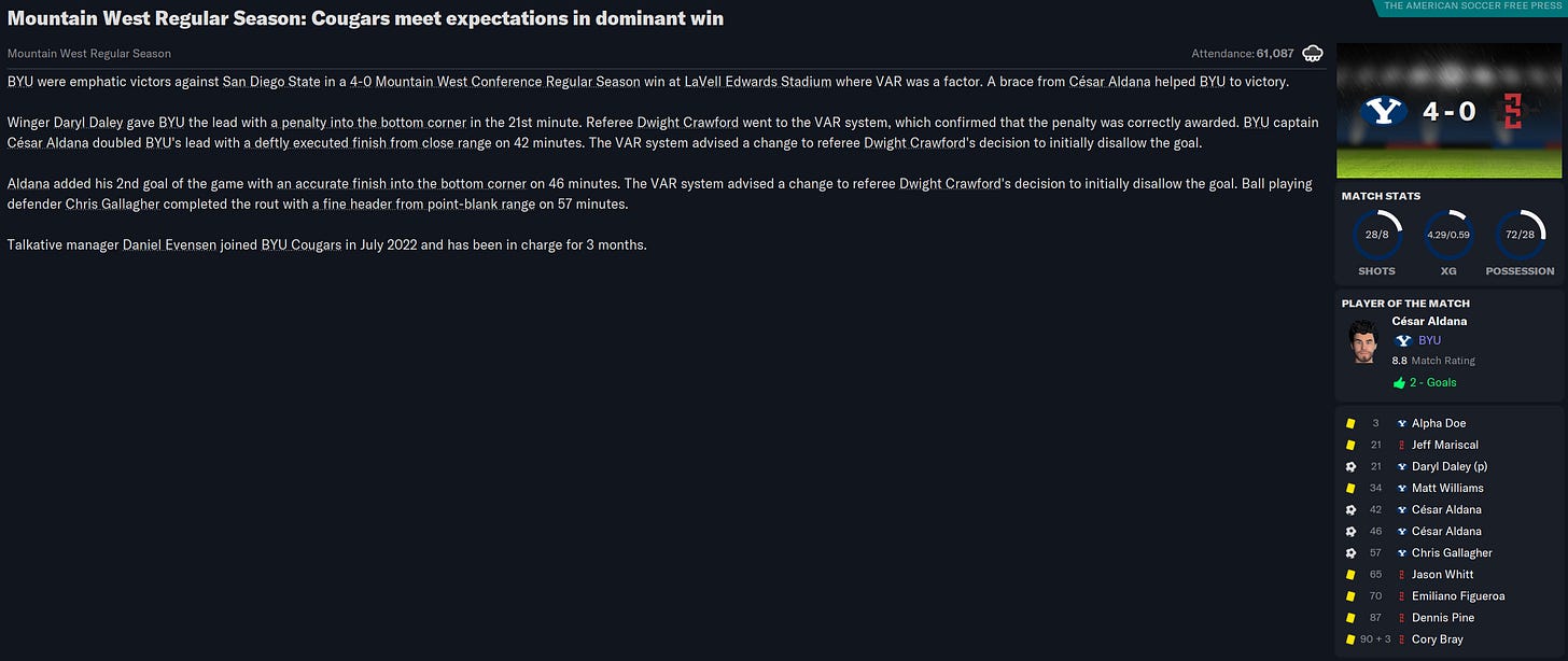 Football Manager 2023 Match Review