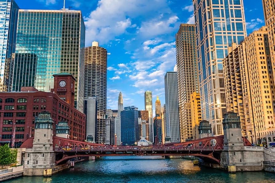 Chicago River Corridor Skyline Photo Photograph Cool Wall Art Print Poster  18x12