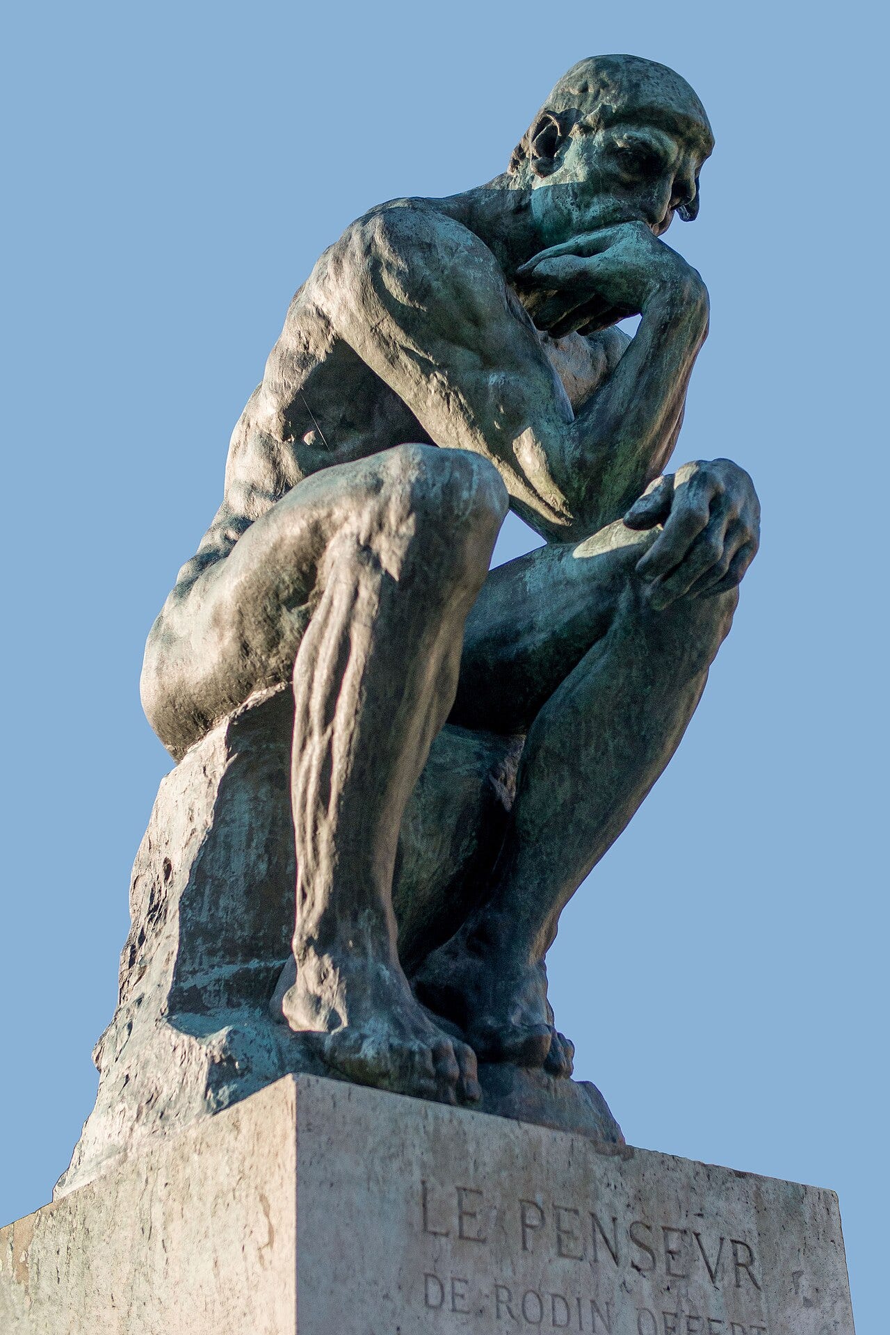 Bronze seated man hunched in thought, Rodin Bronze seated man hunched in thought, Rodin