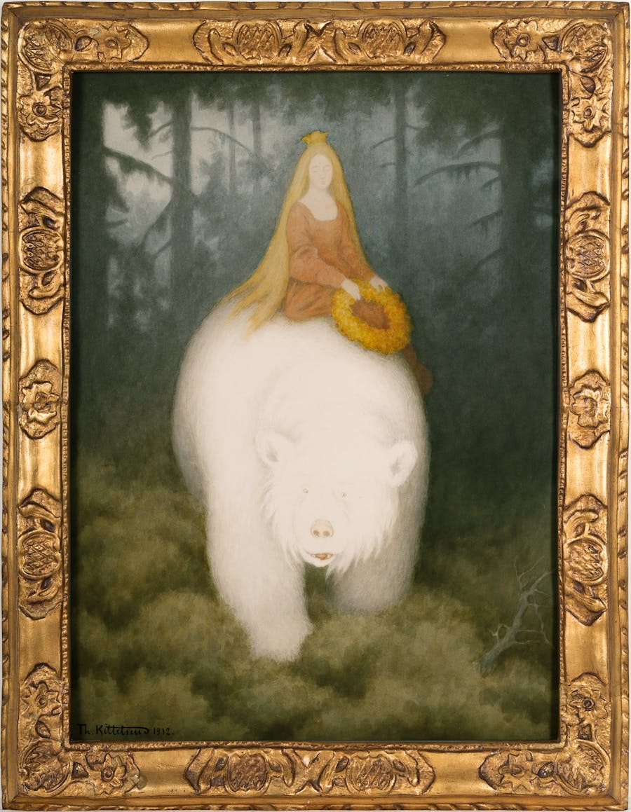 Theodor Kittelsen (1857-1914), ‘Kvitebjørn king Valemon’, 1912, mixed media, 670 x 498 cm, signed and dated. Photo © Grev Wedels Plass Auksjoner