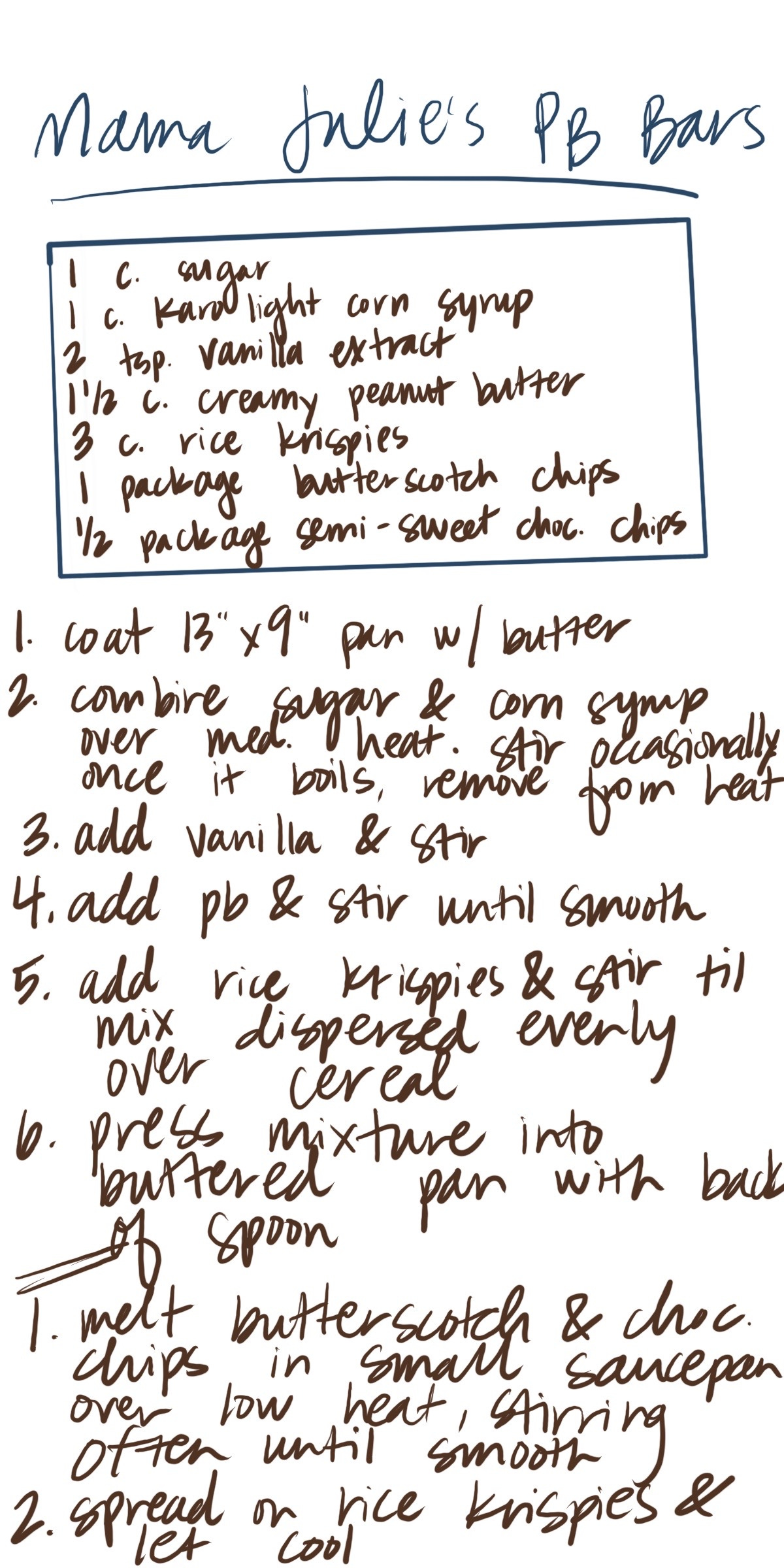 handwritten recipe