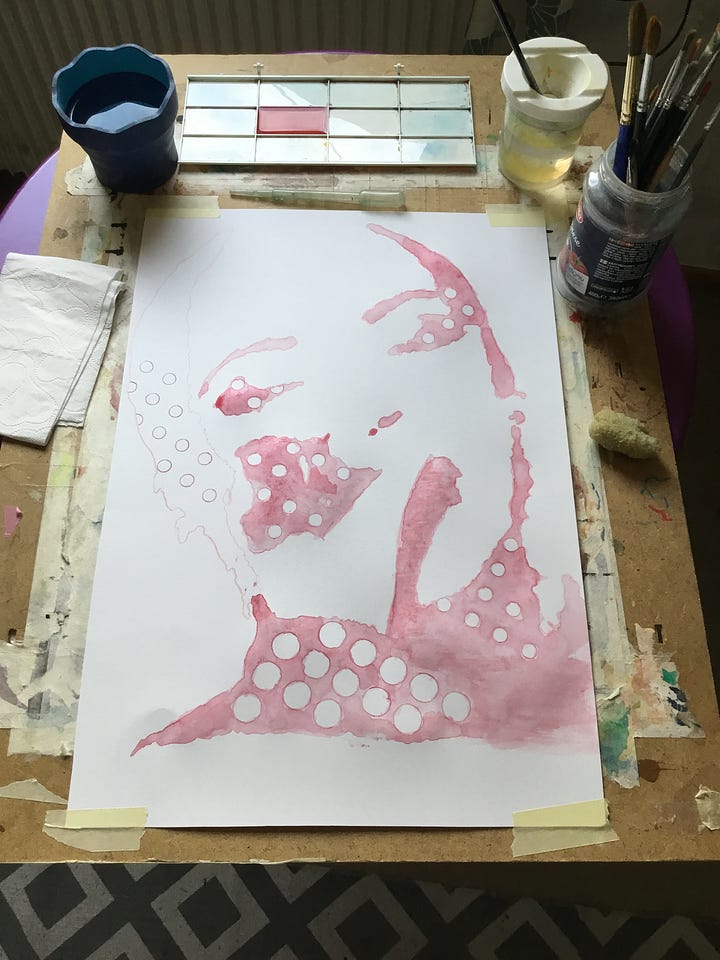 Watercolor to catch the feel. 