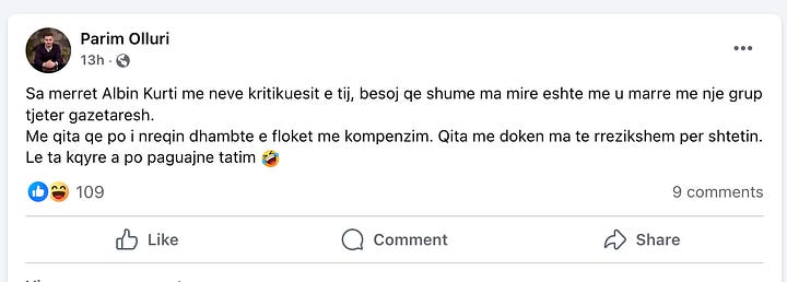 Reagimet e Berat Buzhales dhe Parim Ollurit në Facebook.