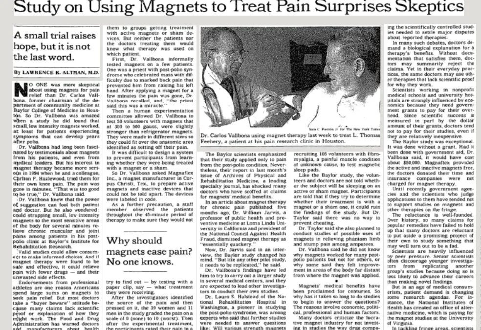 new york times magnetic therapy