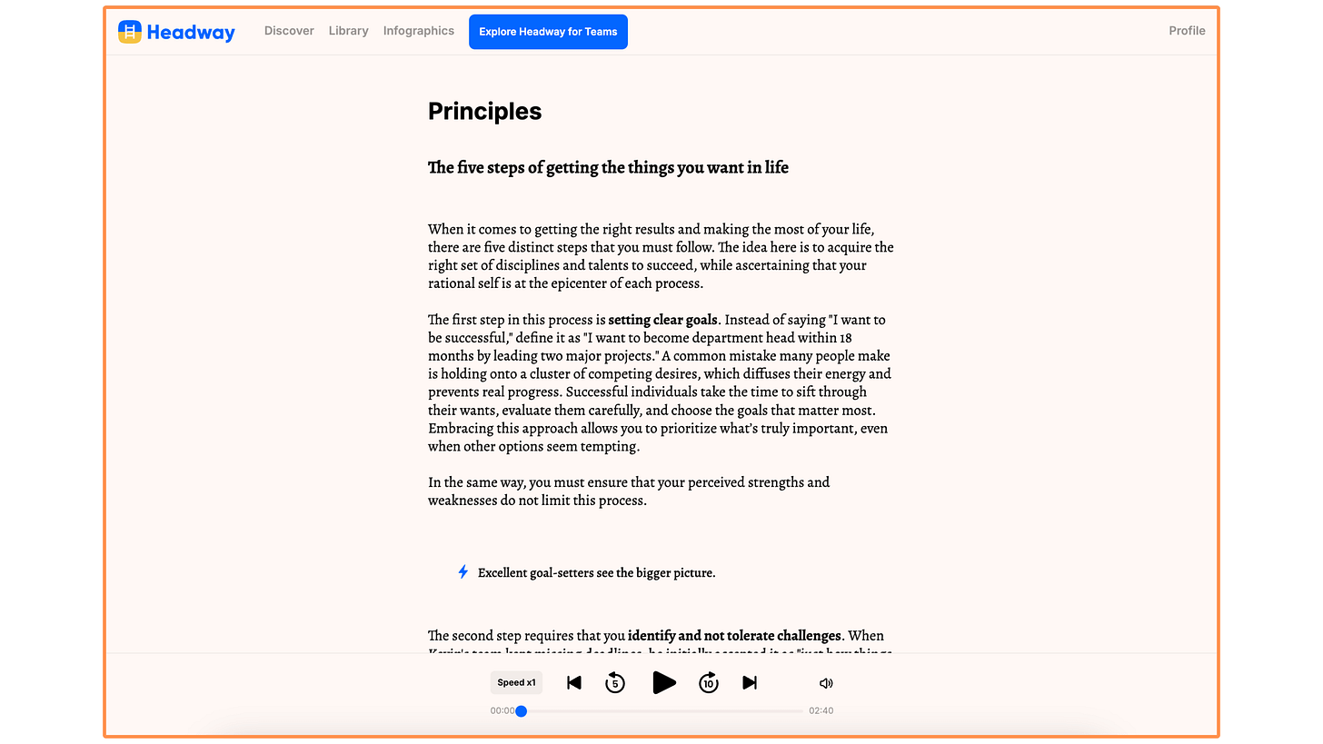 Headway's summary of the book Principles (desktop view) Headway's summary of the book Principles (desktop view)