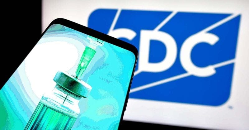 cdc logo and vaccine bottle
