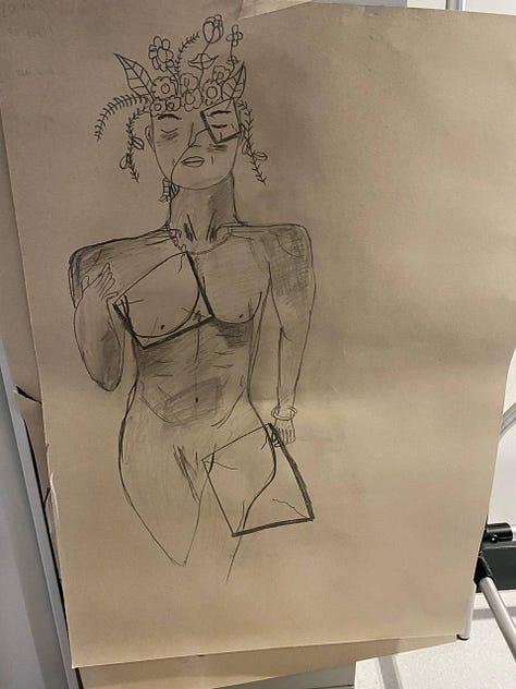 life drawing of female nude at Merthyr Tydfil, cardiff, wales