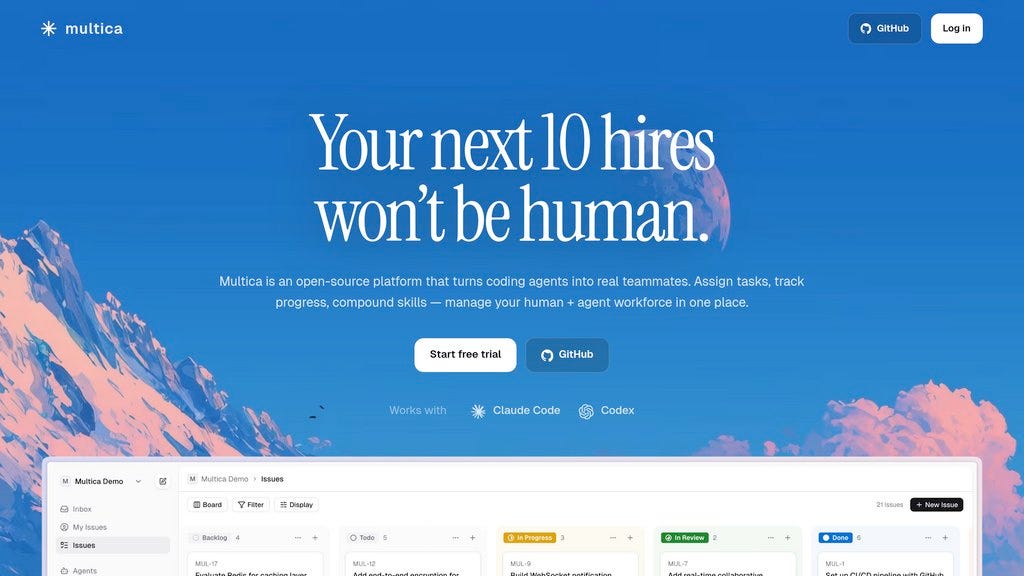 Multica:Plataforma de gestión de tareas de código abierto que trata a los Agentes de codificación como verdaderos compañeros de equipo — asigna, rastrea y escala tu fuerza laboral humana + Agente desde Multica:Plataforma de gestión de tareas de código abierto que trata a los Agentes de codificación como verdaderos compañeros de equipo — asigna, rastrea y escala tu fuerza laboral humana + Agente desde