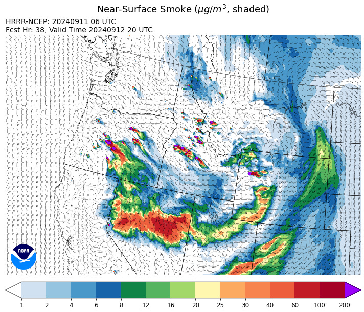 By late Thursday the HRRR smoke model shows surface smoke concentrations dropping over the Northern Rockies thanks to a trough of low pressure. By late Thursday the HRRR smoke model shows surface smoke concentrations dropping over the Northern Rockies thanks to a trough of low pressure.
