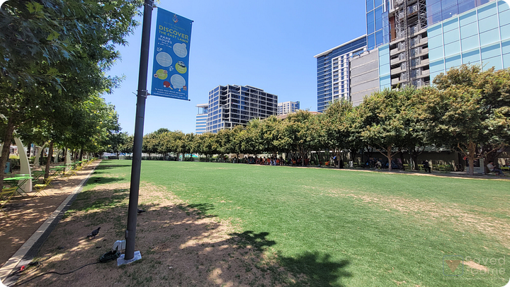 Klyde Warren Park and the surrounding area