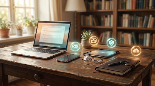 Various devices with indicators they are part of a digital estate