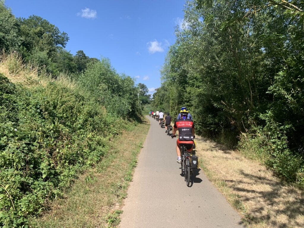 Cycling safe pathways on a bike and barge tour in Germany