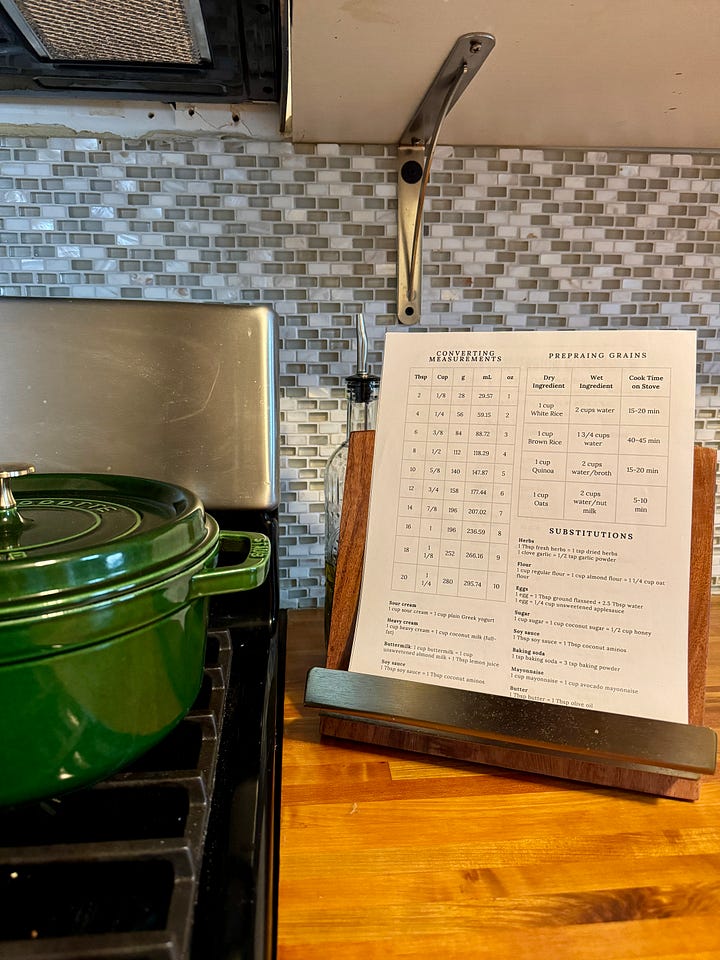 reference guide in the kitchen