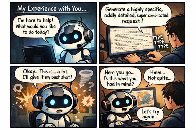 r/ChatGPT - Generate a comic strip of your experience interacting with myself be absolutely honest