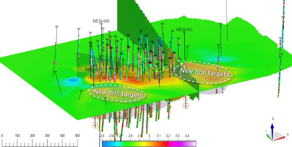 Figure 3 - An example of a density model showing alignment with historic drilling and illumination of new exploration targets, from a muon program conducted at Fireweed Metals’ Macmillan Pass District, Yukon Territory. https://ideon.ai/results/fireweed-metals-macpass/ (CNW Group/Power Metallic Mines Inc.) Figure 3 - An example of a density model showing alignment with historic drilling and illumination of new exploration targets, from a muon program conducted at Fireweed Metals’ Macmillan Pass District, Yukon Territory. https://ideon.ai/results/fireweed-metals-macpass/ (CNW Group/Power Metallic Mines Inc.)