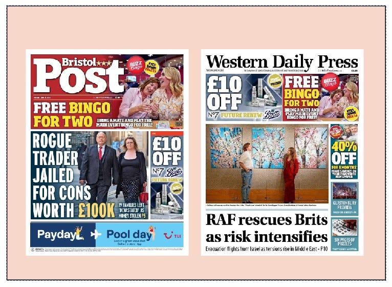 Page 1 of the Bristol Post and Western Daily Press Page 1 of the Bristol Post and Western Daily Press